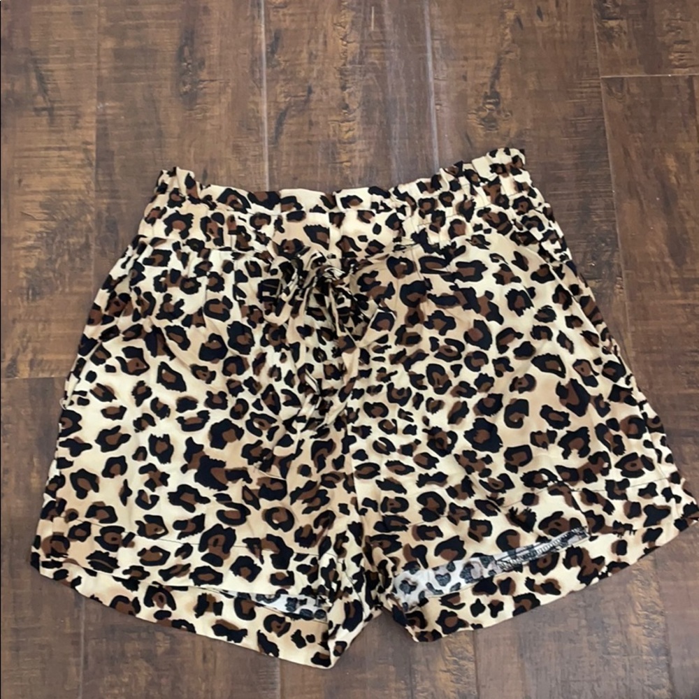 Ambiance apparel leopard shorts cheetah tie